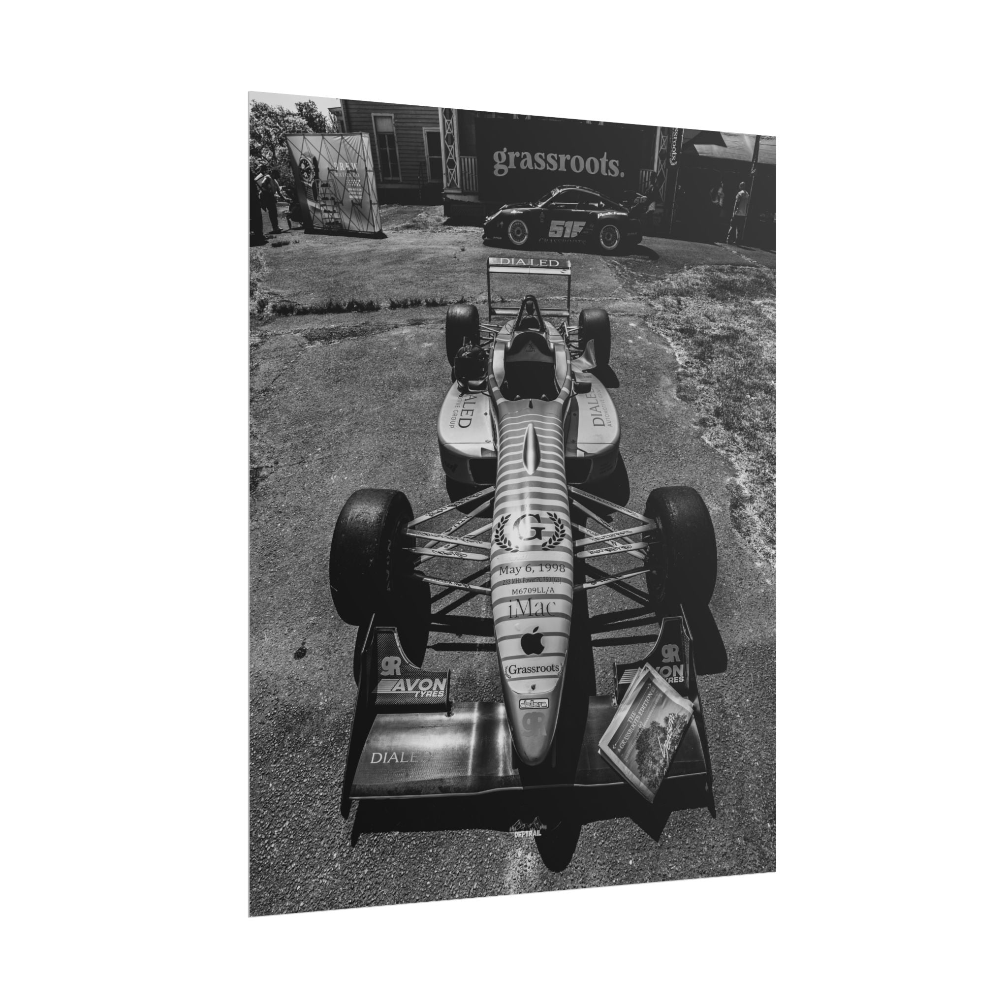 Grassroots Formula — Black & White Formula Car Photography Rolled Print